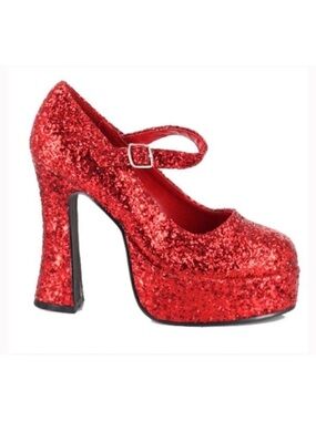 Red Glitter Mary Jane Platform Heels - Women's Fashion Pump - Dorothy Costume